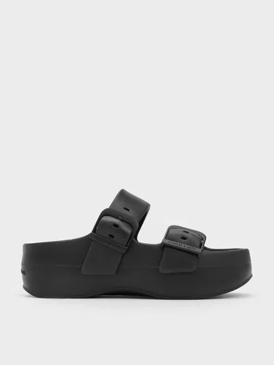 Charles & Keith Bunsy Double-strap Sports Sandals In Black