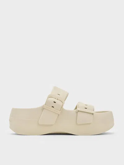 Charles & Keith Bunsy Double-strap Sports Sandals In Beige