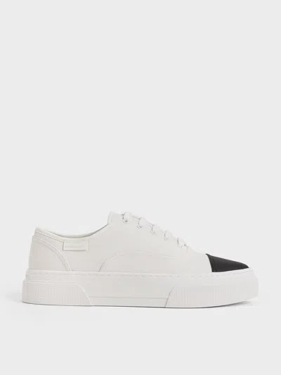 Charles & Keith Joshi Two-tone Sneakers In White