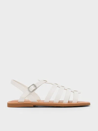 Charles & Keith Girls' Caged Sandals In White