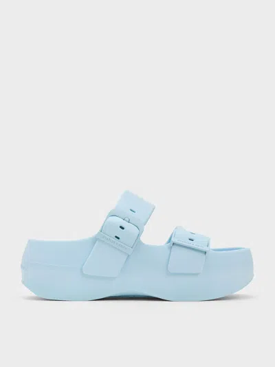 Charles & Keith Bunsy Double-strap Sports Sandals In Blue
