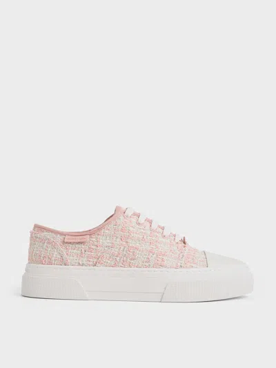 Charles & Keith Joshi Tweed Sneakers In Light Pink