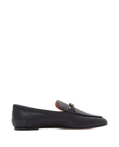 Tod's Flat Leather Loafers In Black