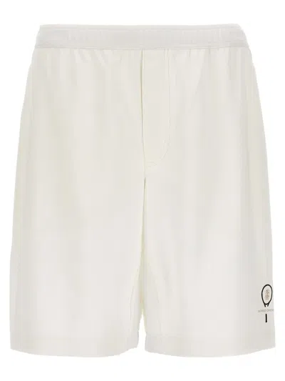 Brunello Cucinelli Embroidered Logo Bermuda Shorts In White