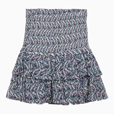 Isabel Marant Étoile Cotton Écru Miniskirt With Multicolour Print In Beige