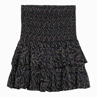 Isabel Marant Étoile Black Cotton Miniskirt With Multicolour Print