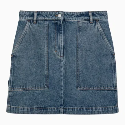 Maison Kitsuné Indigo Blue Denim Miniskirt In Grey