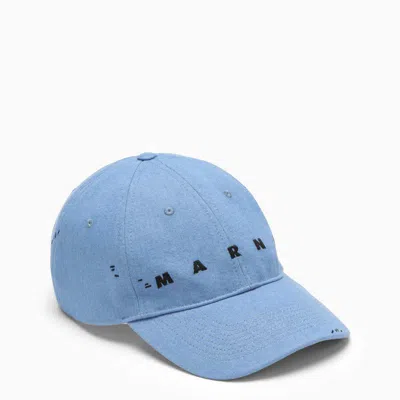 Marni Light Baseball Cap With Logo In Blue