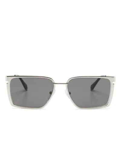 Off-white Yoder Rectangle-frame Sunglasses In Silver Dark Grey