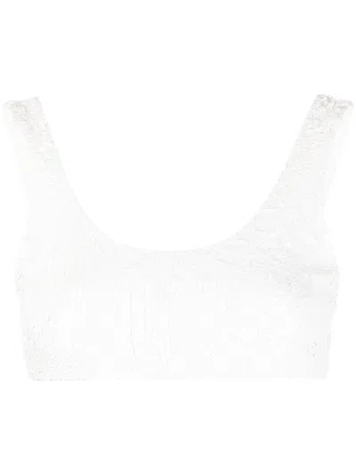 P.a.r.o.s.h Sequin Cropped Bralette Top In Panna