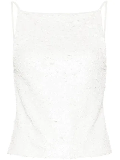 P.a.r.o.s.h Sequin-embellished Open-back Top In Panna
