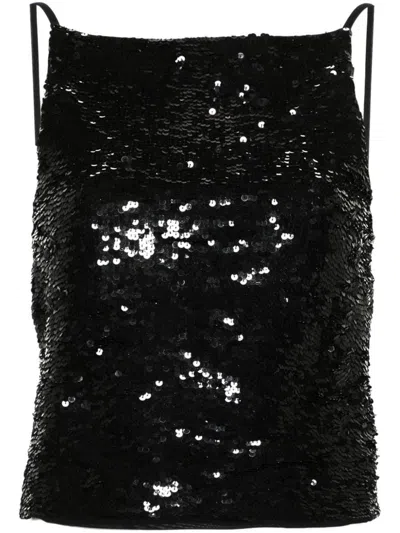 P.a.r.o.s.h Sequin-embellished Open-back Top In Nero