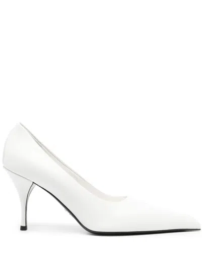 Prada 88mm Leather Pumps In White