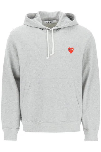 Comme Des Garçons Play Heart Patch Hoodie In Grey