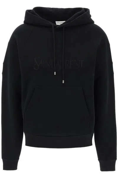 Saint Laurent Hoodie With Embroidered Logo In Black