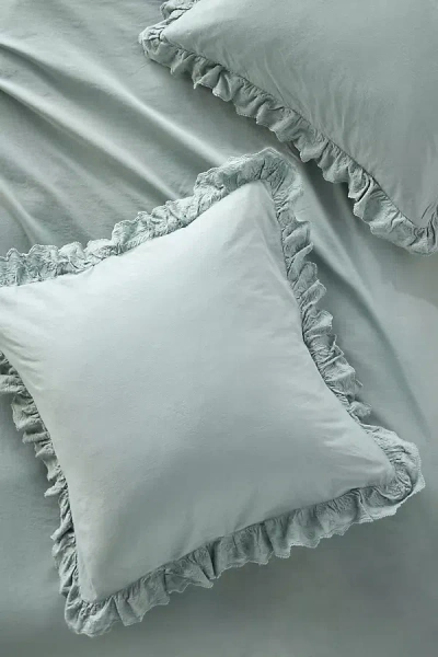 Anthropologie Loren Embroidered Percale Square Cushion Cover In Black