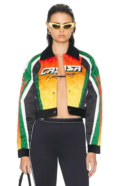 Casablanca Quilted Satin Cropped Jacket In Black