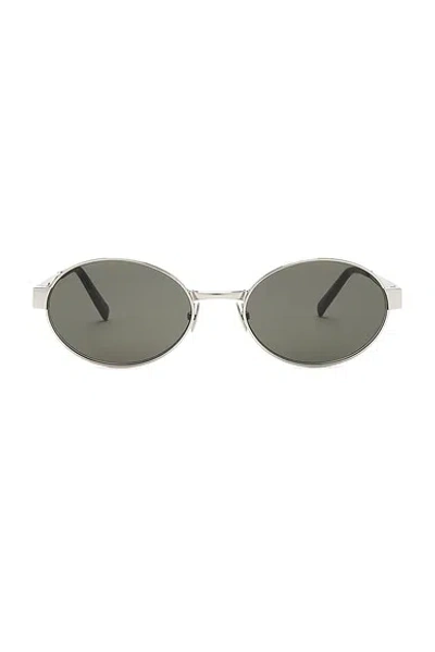 Saint Laurent Round Sunglasses In Silver & Grey