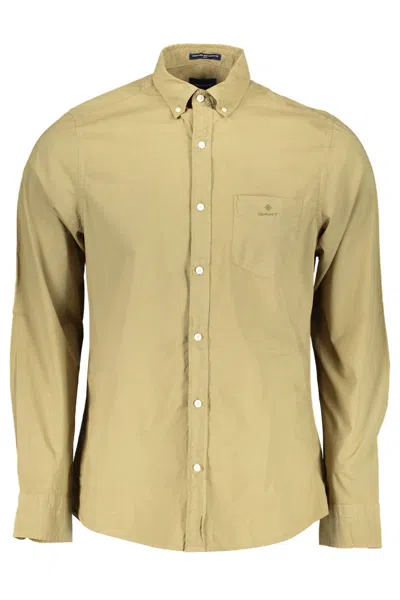 Gant Ele Green Slim Fit Cotton Shirt In Brown