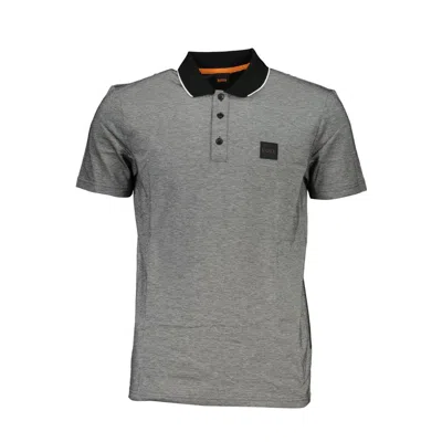 Hugo Boss Sleek Short Sleeve Polo With Contrast Details In Gray