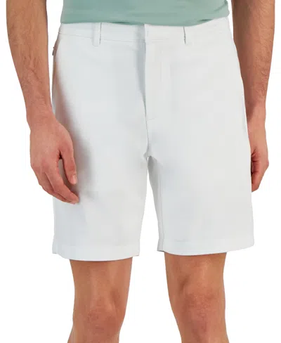 Alfani Men's Flat Front Four-pocket 8" Tech Shorts, Created For Macy's In Brighte White
