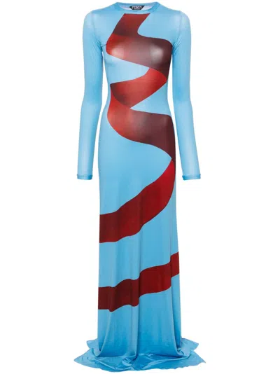Feben 360 Kite-print Maxi Dress In Blue