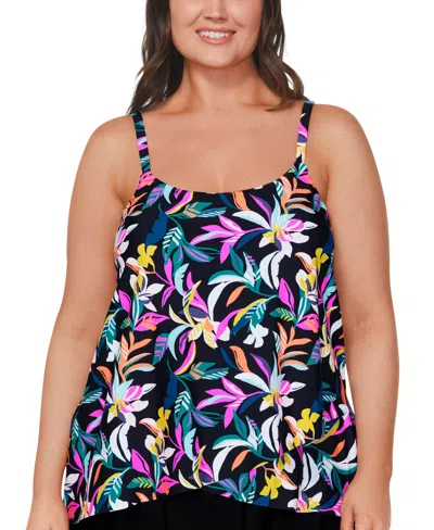 Island Escape Plus Size Cape Town Tankini, Created For Macy's In Black