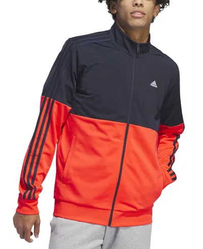 Adidas Originals Men's Essentials Colorblocked Tricot Track Jacket In Legendary Ink,red