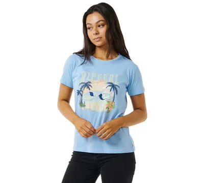 Rip Curl Juniors' Paradise Palms Graphic Tee In Hawaii Sky Blue