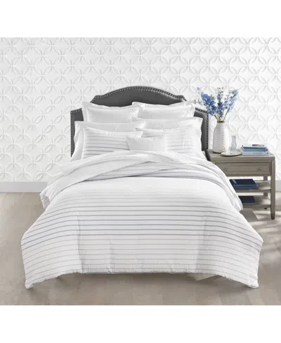 Charter Club Damask Designs Seersucker Ombre Stripe, Twin Comforter Set, Created For Macy's In Grey