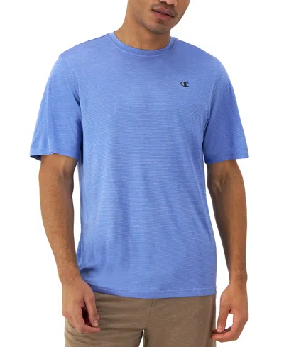 Champion Men's Standard-fit Stripe Performance T-shirt In Plaster Blue