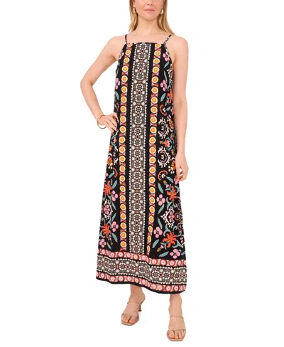 Vince Camuto Women's Printed Side-slit Tank Maxi Dress In Rich Black
