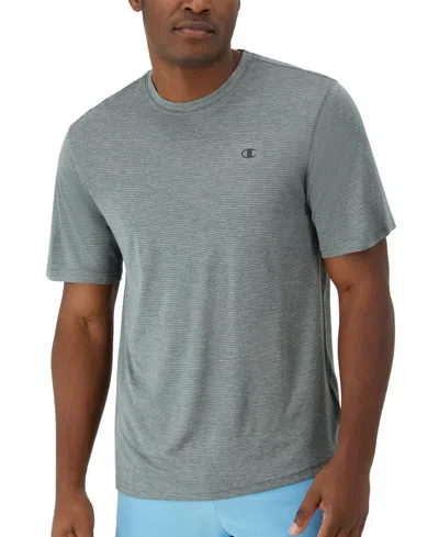 Champion Men's Standard-fit Stripe Performance T-shirt In Cool Slate Gray
