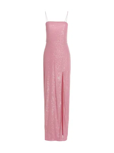 Rotate Birger Christensen Long Dress Rotate  In Micro Sequins In Nude & Neutrals