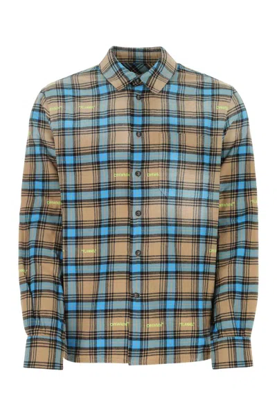 Off-white Cotton Flannel Shirt In Multicolour