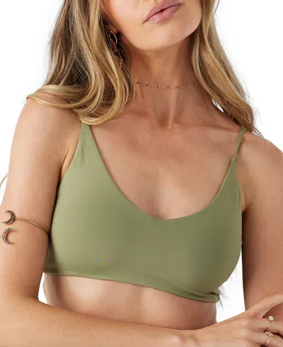 O'neill Huntington Saltwater Solids Bikini Top In Oil Green