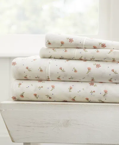 Ienjoy Home The Farmhouse Chic Premium Soft Floral Double Brushed Patterned Sheet Set, Queen In Pink Floral