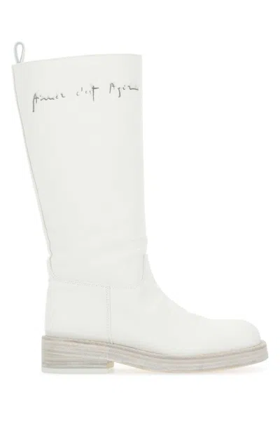 Ann Demeulemeester Ivory Canvas Jose Boots In White