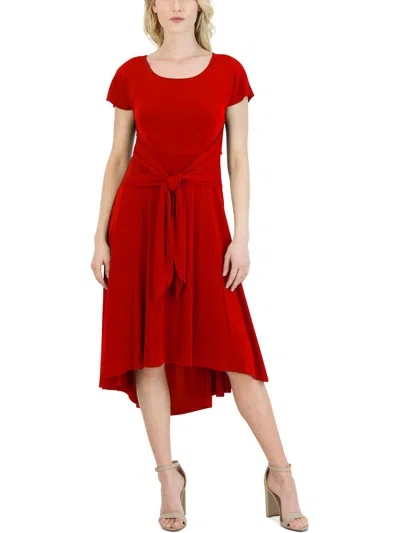 Signature By Robbie Bee Womens Textured Hi-low Midi Dress In Red