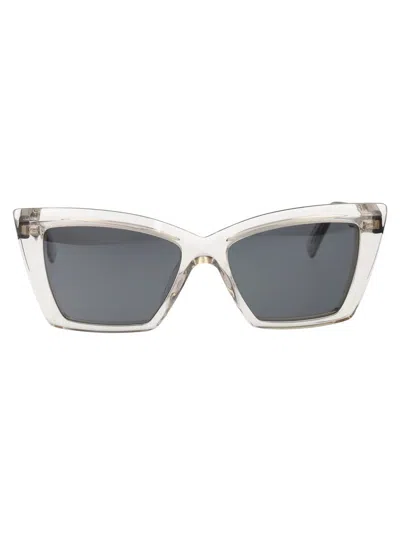 Saint Laurent Sunglasses In 003 Beige Beige Silver