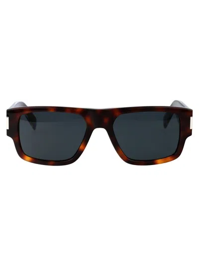 Saint Laurent Sunglasses In 002 Havana Crystal Black