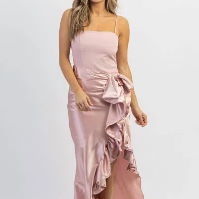Mable Siobhan Side Ruffle Dress In Dusty Pink