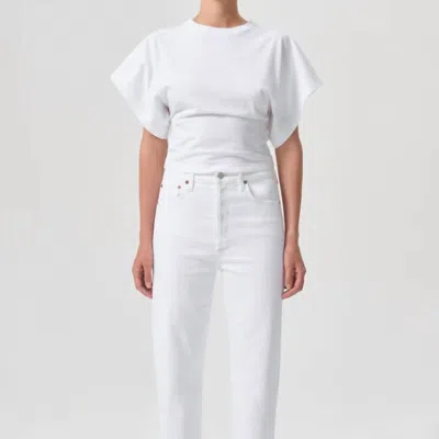 Agolde High Rise Stovepipe Denim Pants In Cake In White