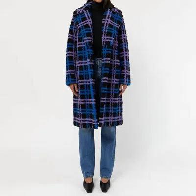 Apparis Tikka Check-pattern Mid-length Coat In Blue