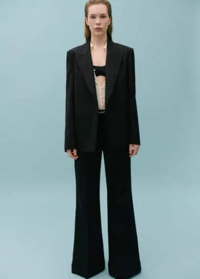Mango Wool-blend Suit Trousers Black