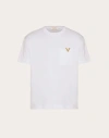Valentino Cotton T-shirt With Metallic V Detail In White