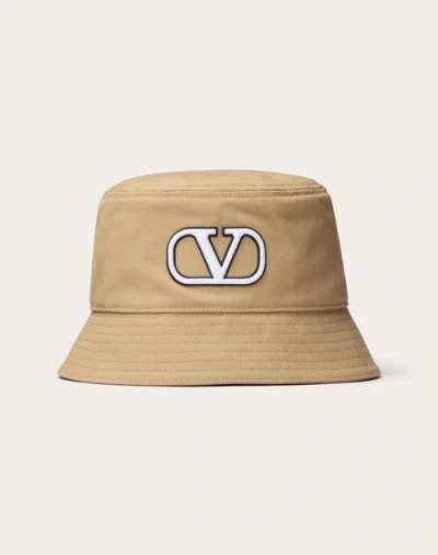 Valentino Garavani Vlogo Signature Cotton Bucket Hat With Vlogo Embroidery In Beige