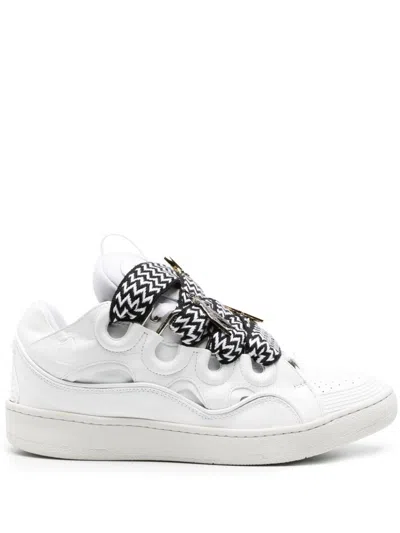 Lanvin Curb Leather Sneakers In White