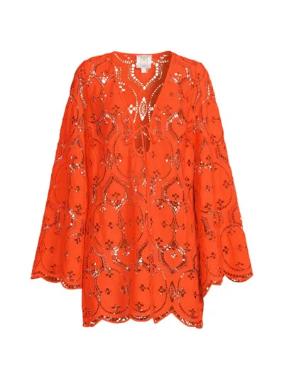 Milly Women's Viara Lace Cover-up Minidress In Orange