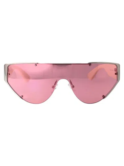 Alexander Mcqueen Sunglasses In 004 Silver Ivory Pink